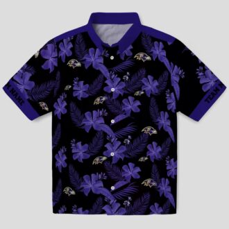 Personalized Baltimore Ravens Hawaiian Shirt – Botanical Print Black NFL Fan Apparel