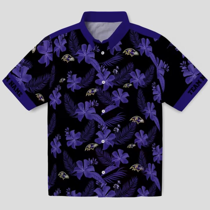 Personalized Baltimore Ravens Hawaiian Shirt – Botanical Print Black NFL Fan Apparel
