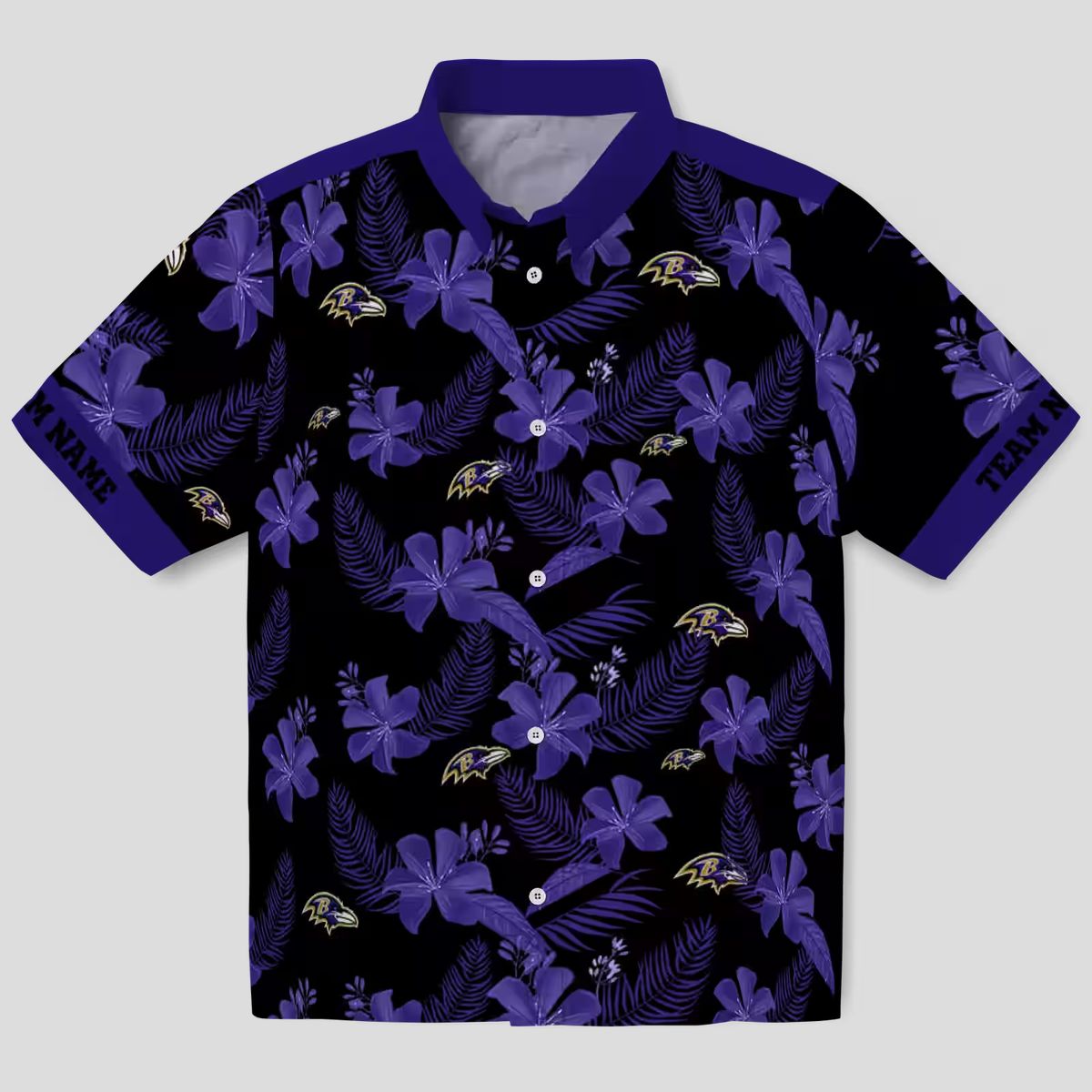 Personalized Baltimore Ravens Hawaiian Shirt – Botanical Print Black NFL Fan Apparel