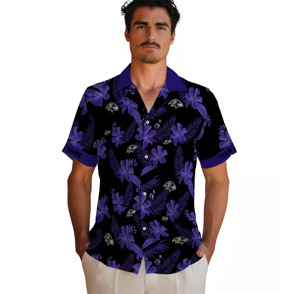 Personalized Baltimore Ravens Hawaiian Shirt – Botanical Print Black NFL Fan Apparel