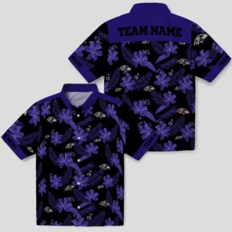 Personalized Baltimore Ravens Hawaiian Shirt – Botanical Print Black NFL Fan Apparel