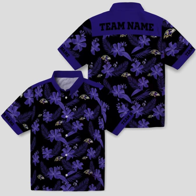 Personalized Baltimore Ravens Hawaiian Shirt – Botanical Print Black NFL Fan Apparel