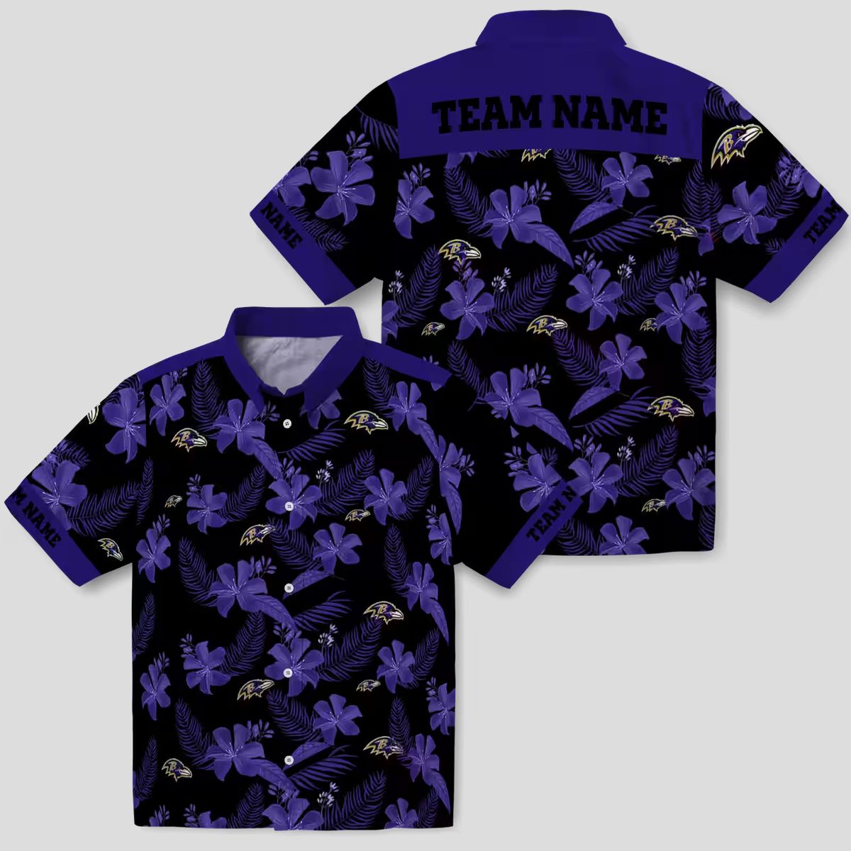 Personalized Baltimore Ravens Hawaiian Shirt – Botanical Print Black NFL Fan Apparel