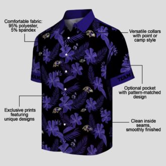 Personalized Baltimore Ravens Hawaiian Shirt – Botanical Print Black NFL Fan Apparel