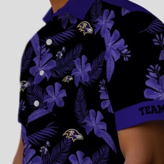 Personalized Baltimore Ravens Hawaiian Shirt – Botanical Print Black NFL Fan Apparel