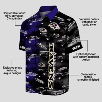 Personalized Ravens Summer Beach Hawaiian Shirt, Palm Silhouettes Purple Aloha Shirt
