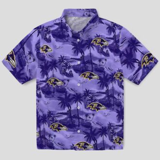 Purple Baltimore Ravens Hawaiian Shirt - Coastal Palms Tropical Outfit