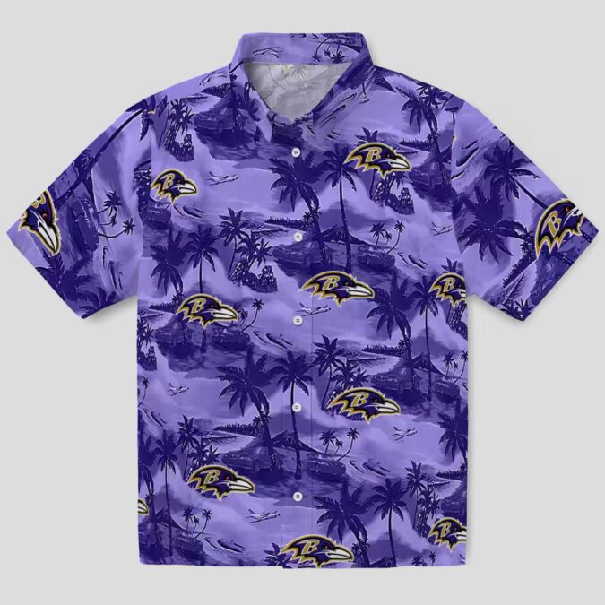 Purple Baltimore Ravens Hawaiian Shirt - Coastal Palms Tropical Outfit