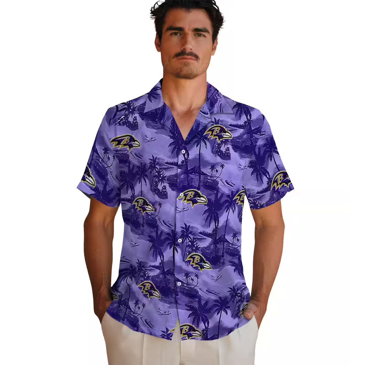 Purple Baltimore Ravens Hawaiian Shirt - Coastal Palms Tropical Outfit