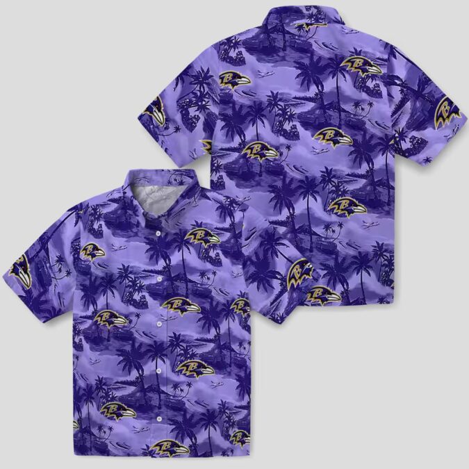Purple Baltimore Ravens Hawaiian Shirt - Coastal Palms Tropical Outfit