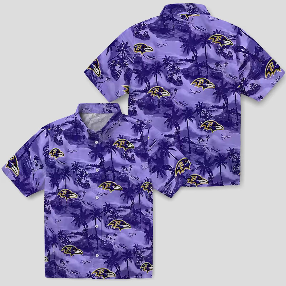 Purple Baltimore Ravens Hawaiian Shirt - Coastal Palms Tropical Outfit
