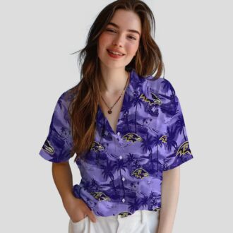 Purple Baltimore Ravens Hawaiian Shirt - Coastal Palms Tropical Outfit