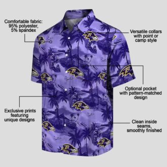 Purple Baltimore Ravens Hawaiian Shirt - Coastal Palms Tropical Outfit