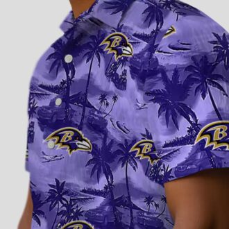 Purple Baltimore Ravens Hawaiian Shirt - Coastal Palms Tropical Outfit