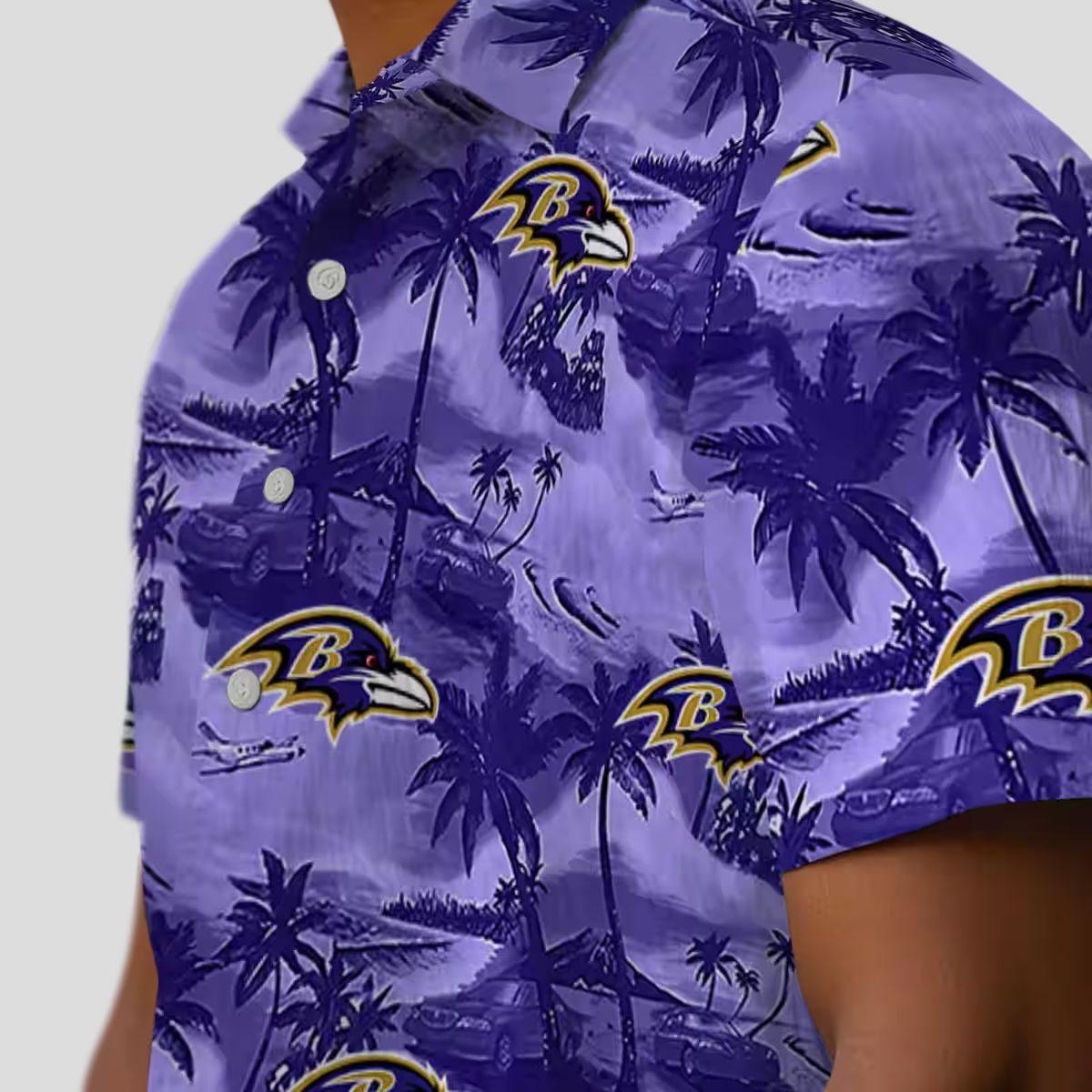 Purple Baltimore Ravens Hawaiian Shirt - Coastal Palms Tropical Outfit