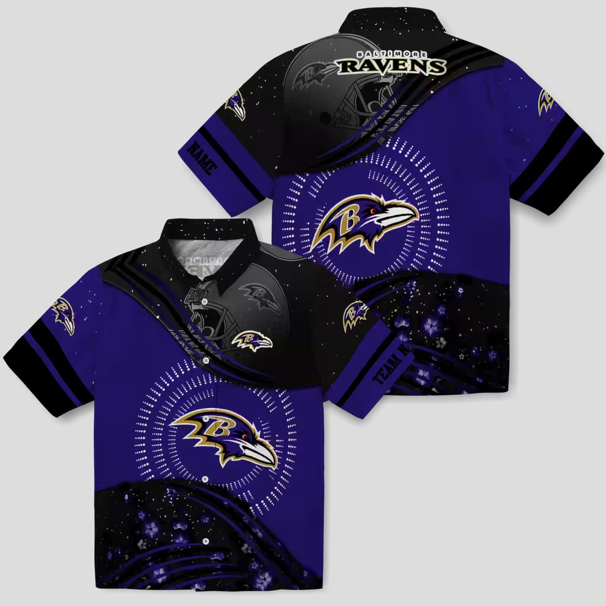 Purple Black Aloha Shirt – Baltimore Football Wave Edition