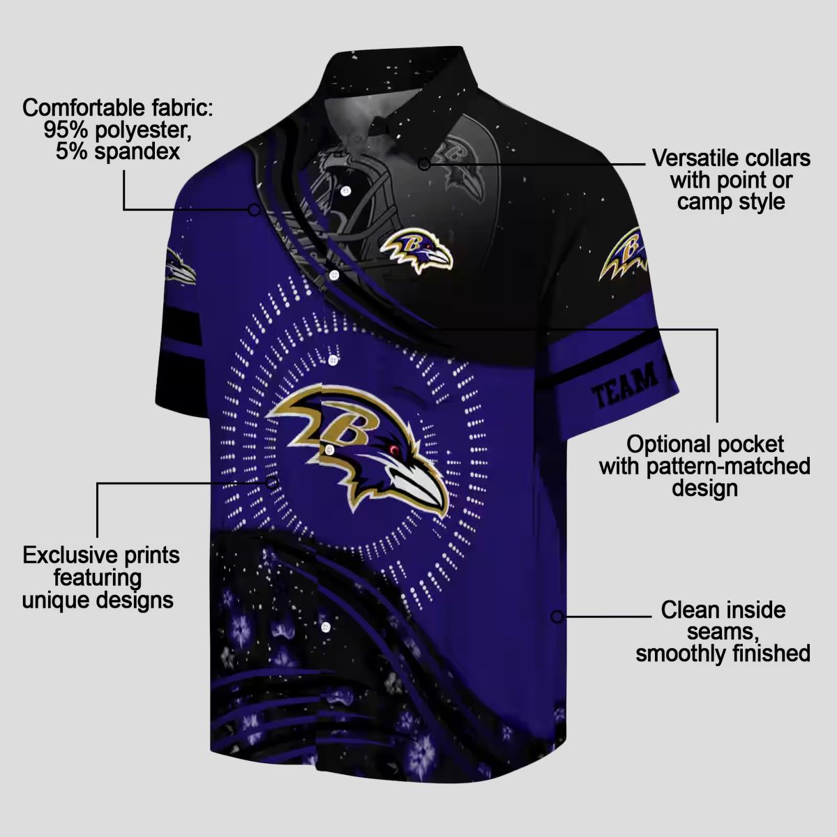 Purple Black Aloha Shirt – Baltimore Football Wave Edition