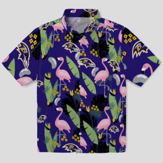 Purple Ravens Aloha Shirt – Flamingo & Palm Leaf Hawaiian Style