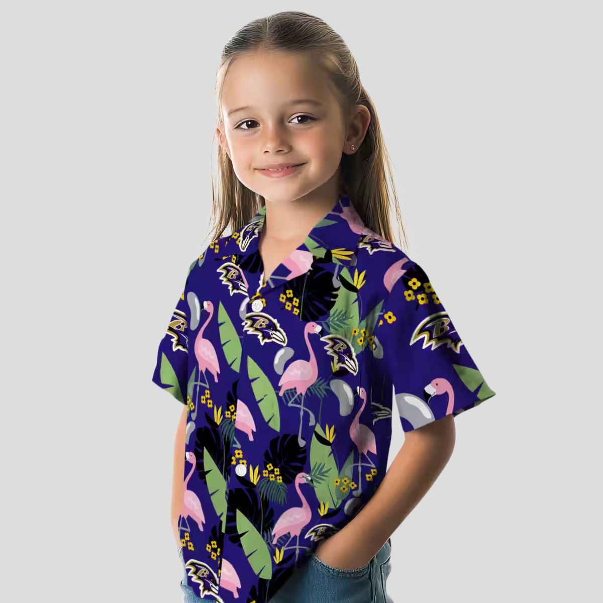 Purple Ravens Aloha Shirt – Flamingo & Palm Leaf Hawaiian Style