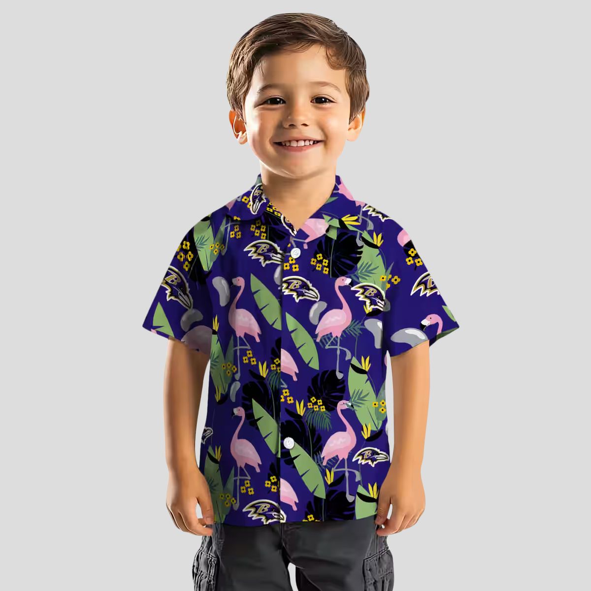Purple Ravens Aloha Shirt – Flamingo & Palm Leaf Hawaiian Style