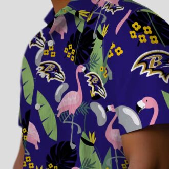 Purple Ravens Aloha Shirt – Flamingo & Palm Leaf Hawaiian Style