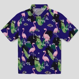 Purple Tropical Baltimore Ravens Hawaiian Shirt – Flamingo Leaf Motif Design