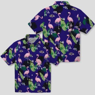 Purple Tropical Baltimore Ravens Hawaiian Shirt – Flamingo Leaf Motif Design