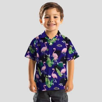 Purple Tropical Baltimore Ravens Hawaiian Shirt – Flamingo Leaf Motif Design