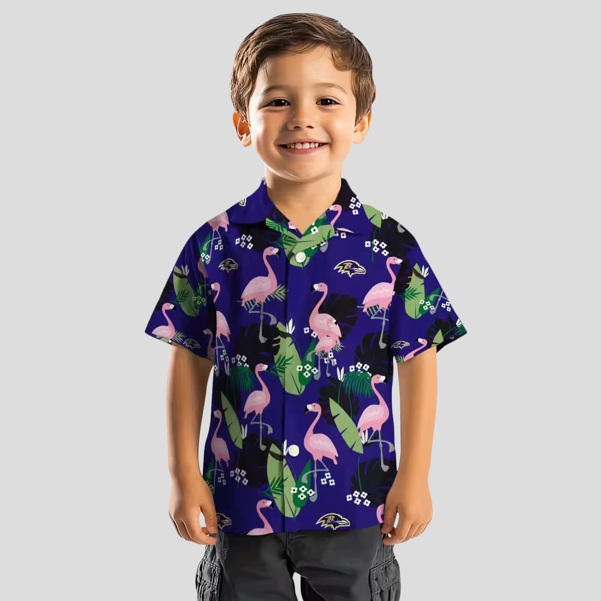 Purple Tropical Baltimore Ravens Hawaiian Shirt – Flamingo Leaf Motif Design