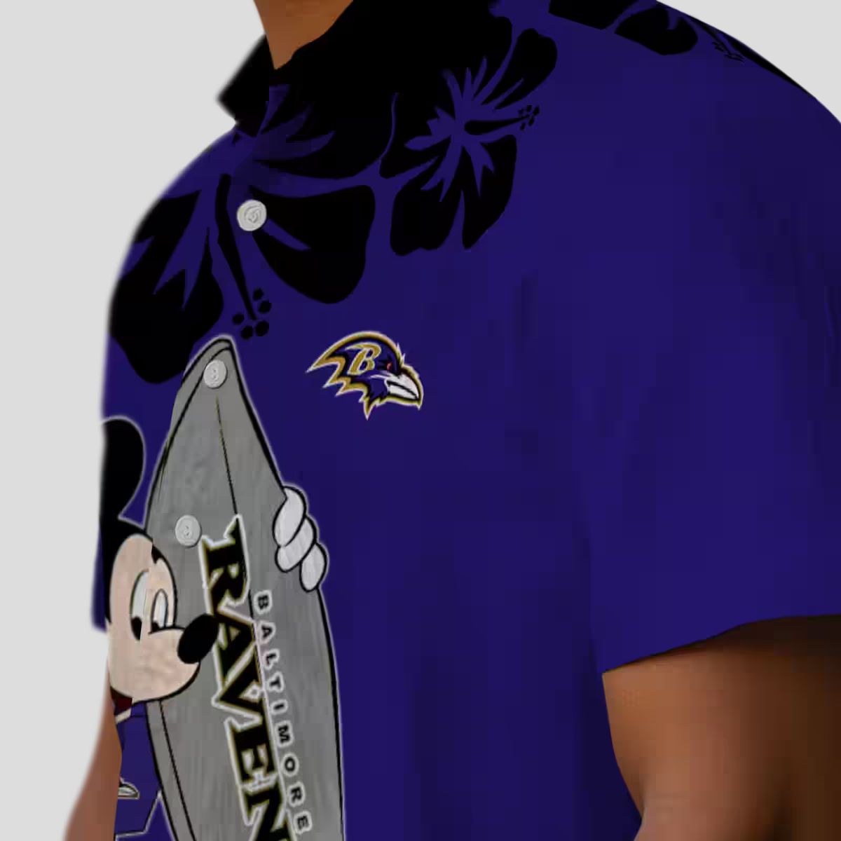 Surfing Mickey Baltimore Ravens Purple Hawaiian Shirt