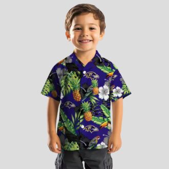 Toucan Hibiscus Pineapple Baltimore Ravens Purple Green Hawaiian Shirt