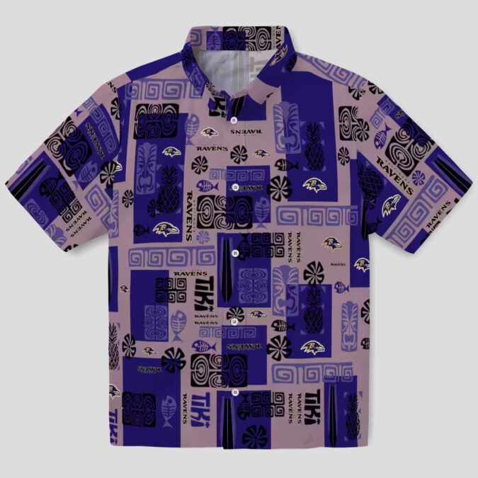 Tribal Symbols Theme Baltimore Ravens Purple Hawaiian Shirt
