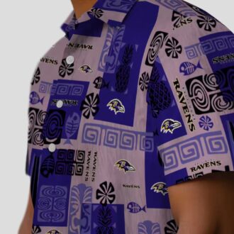Tribal Symbols Theme Baltimore Ravens Purple Hawaiian Shirt