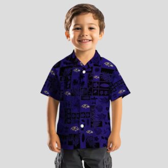 Tropical Patchwork Baltimore Ravens Hawaiian Shirt, Purple Black NFL Fan Apparel
