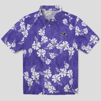 Tropical Ravens Hawaiian Shirt – Hibiscus Clusters Purple Edition