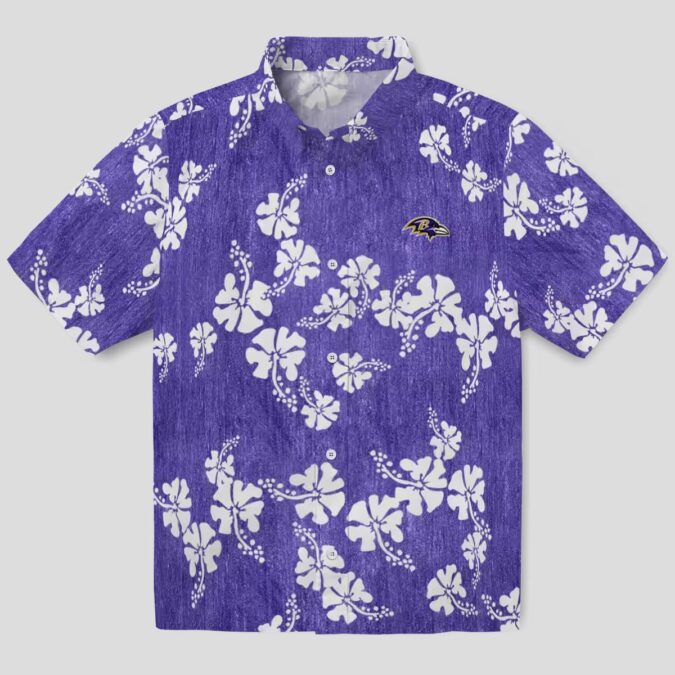 Tropical Ravens Hawaiian Shirt – Hibiscus Clusters Purple Edition