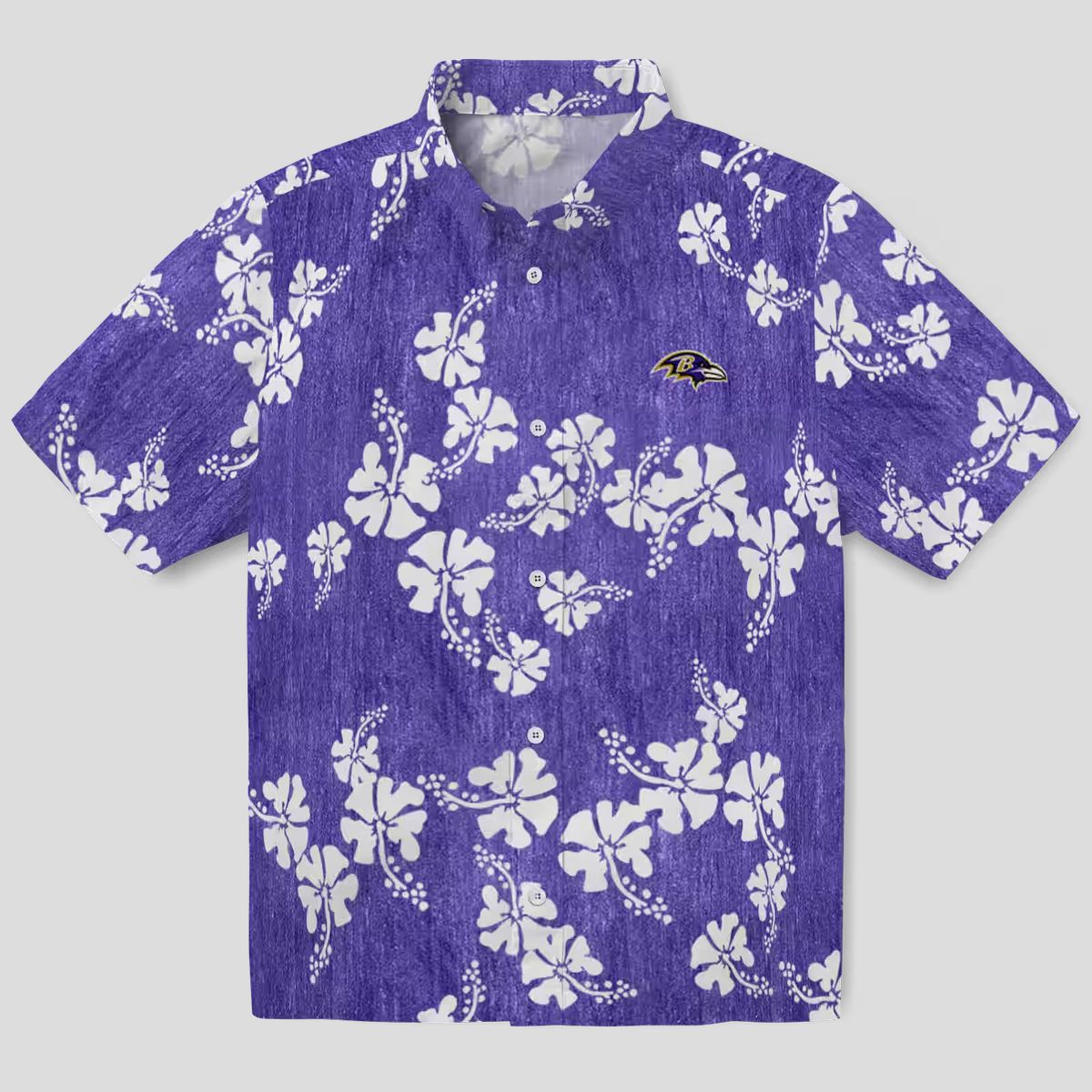 Tropical Ravens Hawaiian Shirt – Hibiscus Clusters Purple Edition