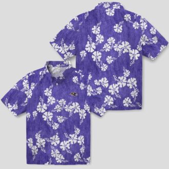 Tropical Ravens Hawaiian Shirt – Hibiscus Clusters Purple Edition