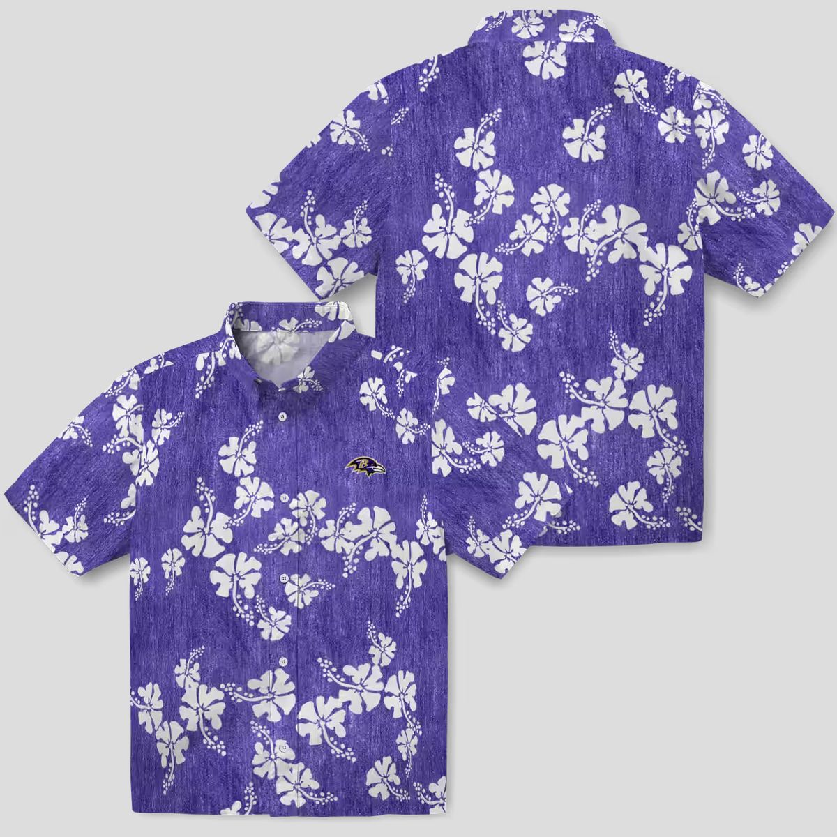 Tropical Ravens Hawaiian Shirt – Hibiscus Clusters Purple Edition