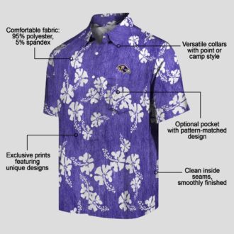 Tropical Ravens Hawaiian Shirt – Hibiscus Clusters Purple Edition