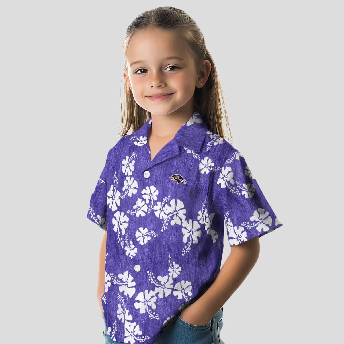 Tropical Ravens Hawaiian Shirt – Hibiscus Clusters Purple Edition