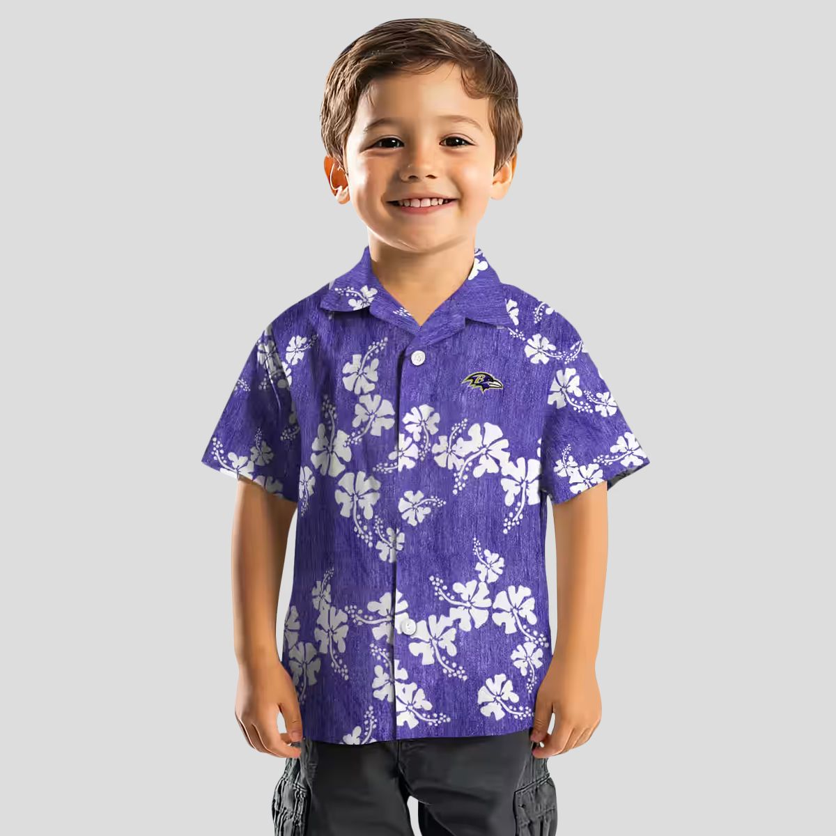 Tropical Ravens Hawaiian Shirt – Hibiscus Clusters Purple Edition