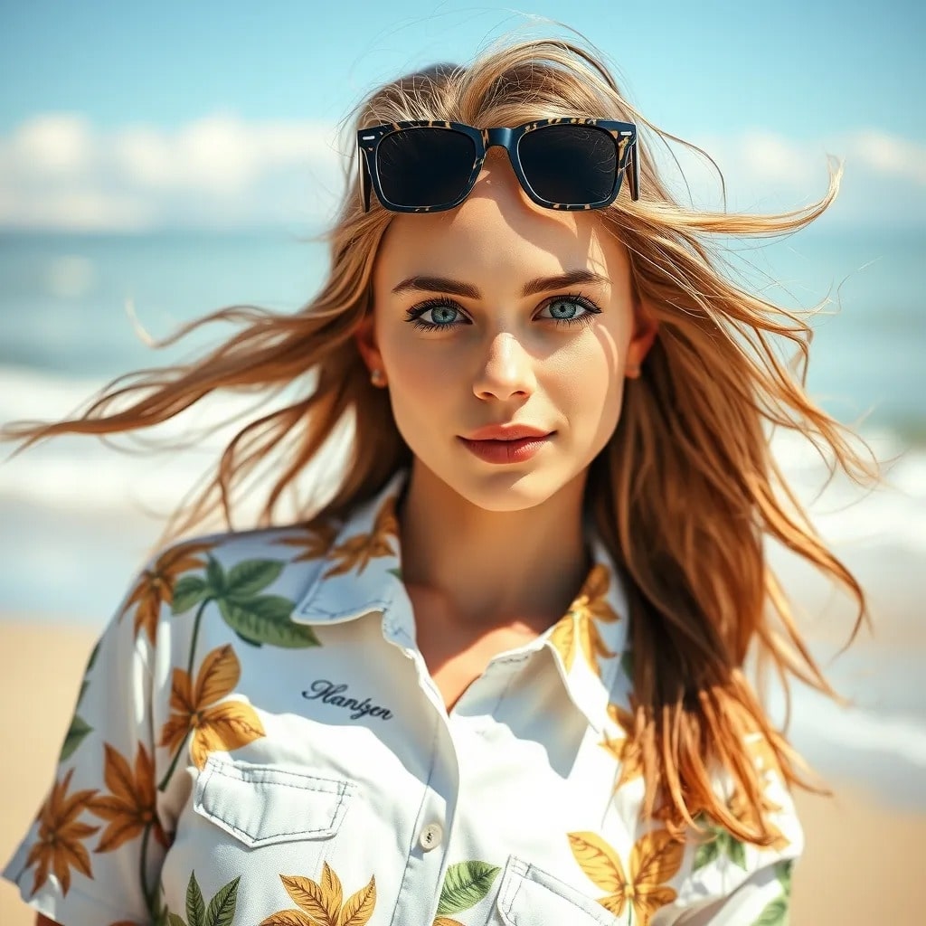 Classic Hawaiian Shirt with a chest pocket and custom text adds a sporty, personal touch.