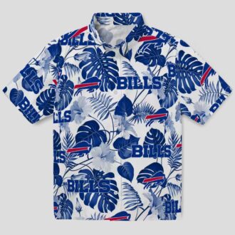 Blue & White Tropical Plants Buffalo Bills Aloha Shirt, NFL Summer Hawaiian Outfit