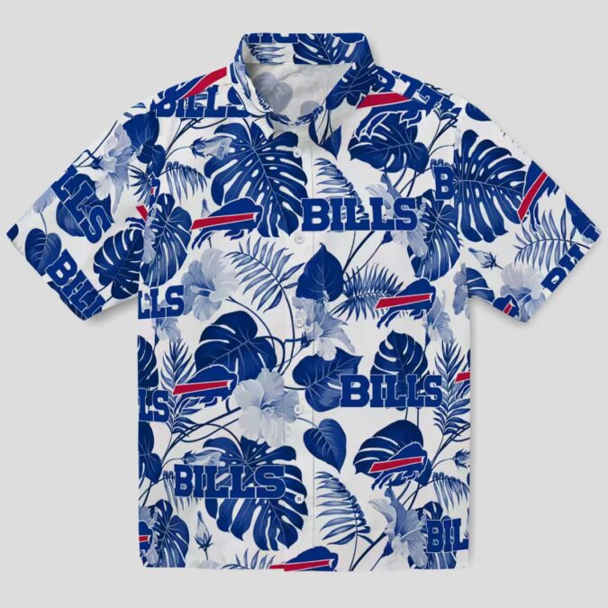 Blue & White Tropical Plants Buffalo Bills Aloha Shirt, NFL Summer Hawaiian Outfit