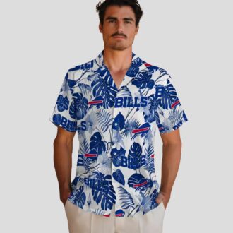 Blue & White Tropical Plants Buffalo Bills Aloha Shirt, NFL Summer Hawaiian Outfit
