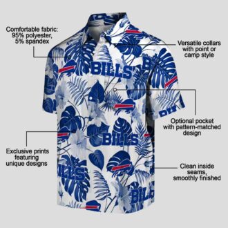 Blue & White Tropical Plants Buffalo Bills Aloha Shirt, NFL Summer Hawaiian Outfit