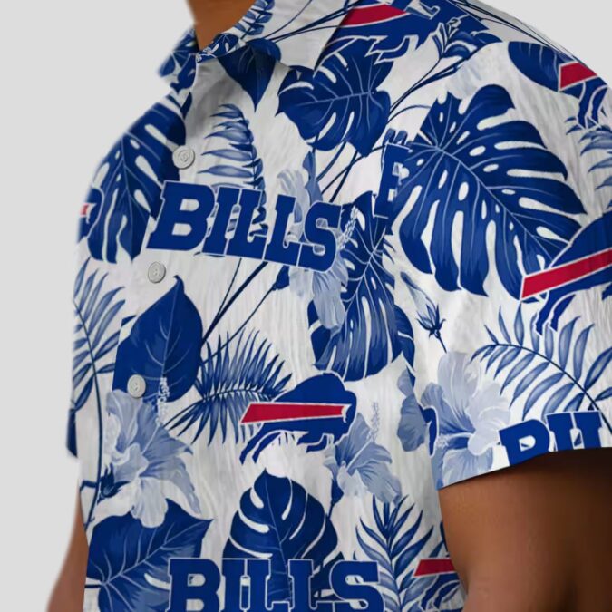 Blue & White Tropical Plants Buffalo Bills Aloha Shirt, NFL Summer Hawaiian Outfit