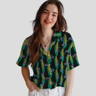 Buffalo Bills Black Green Hawaiian Shirt, Corn Motif Aloha Shirt for Summer