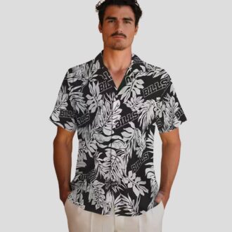 Buffalo Bills Black Hawaiian Shirt, Monstera Leaf Tropical Print for Beach & Game Day